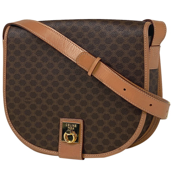 Celine Macadam Pattern Canvas Shoulder Bag Brown - Picture 1 of 7